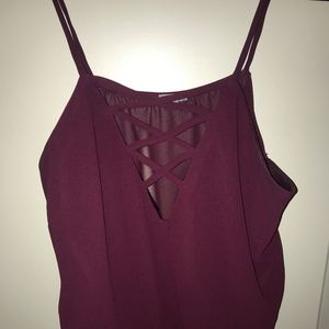 Burgundy Lace-up Bodysuit